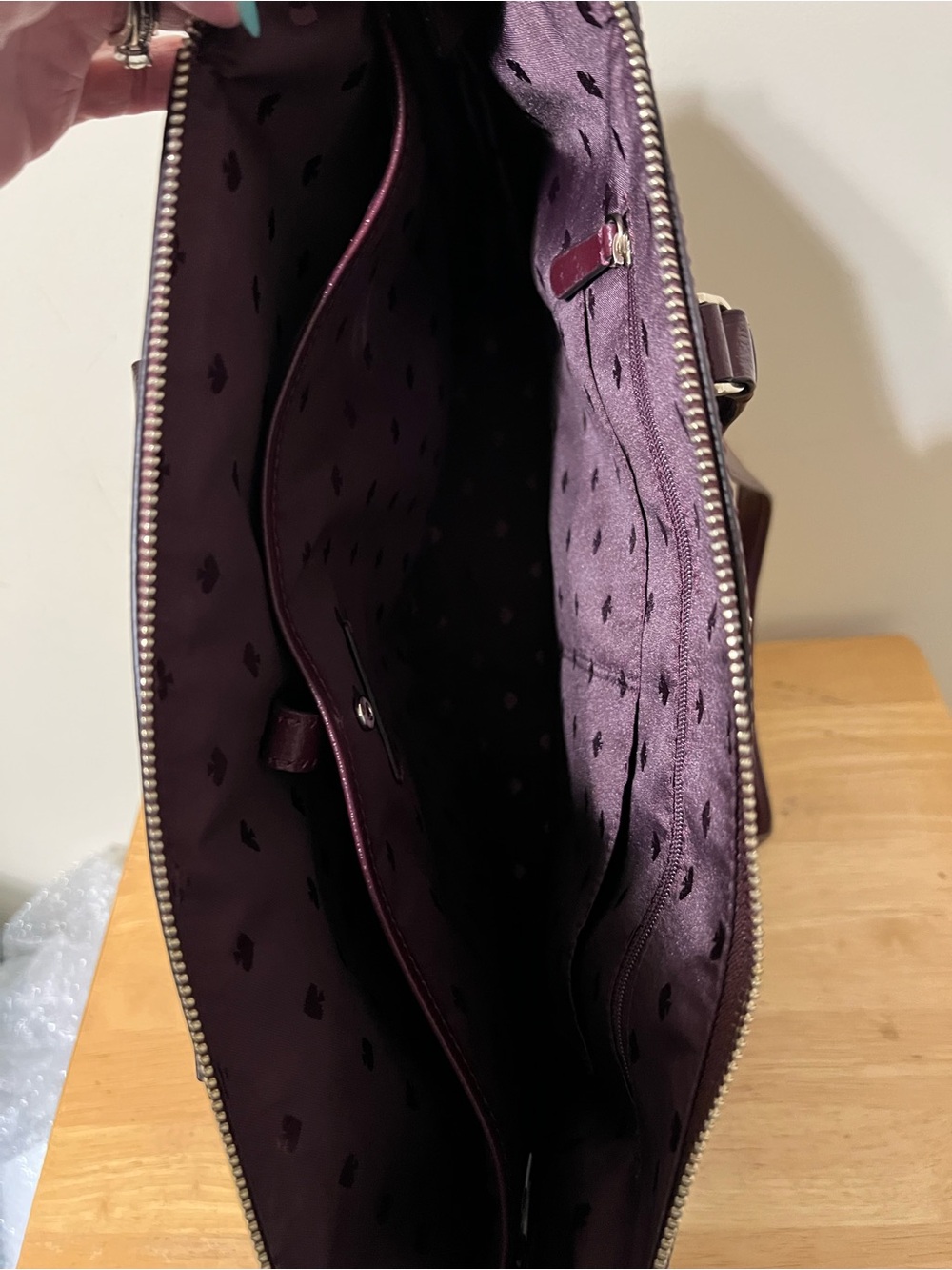 Kate Spade Burgundy Pebbled Leather Shoulder Tote - Picture 7 of 10
